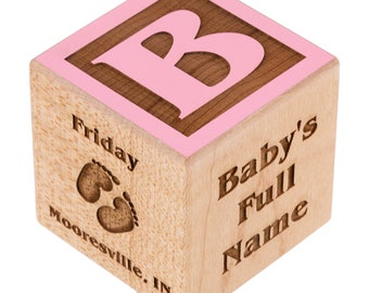 Personalized Baby Block w/ Color New Baby Birth Block Personalized Baby Gift Newborn Keepsake Baby Girl Baby Boy Wooden Baby Block Baby gift