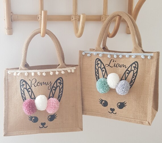 Personnalisé Filles Rose Shopping/vacances/plage/jouet/École Sac De Jute Personnalisé Filles Rose Shopping/vacances/plage/jouet/École Sac De Jute