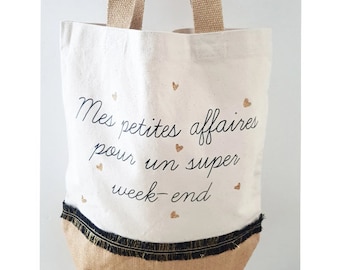 Customizable cotton and jute tote bag