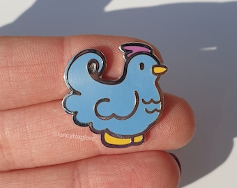 Enamel Pin Badge - Blue Chicken - stardew inspired cute hard enamel lapel pin
