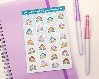 Tiny Houses Sticker Sheet: A6 Matte Weatherproof Vinyl Stickers