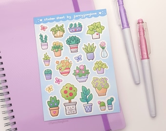 Houseplants Sticker Sheet - A6 matte weatherproof vinyl stickers - cute stickers
