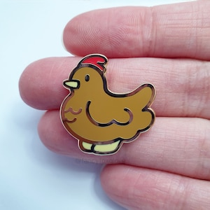 Enamel Pin Badge - Brown Chicken - stardew inspired cute hard enamel lapel pin