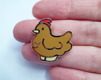 Brown Chicken Enamel Pin Badge - Stardew Inspired Lapel Pin