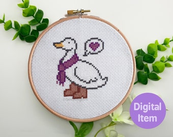 Duck in Boots Cross Stitch Pattern - Beginner PDF (Digital Download)