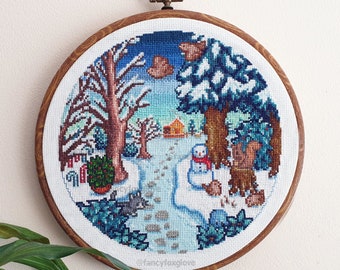 Cross Stitch Pattern - Winter in the Valley - Instant Digital Download