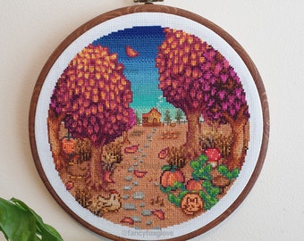 Cross Stitch Pattern - Autumn in the Valley - Instant Digital PDF Download