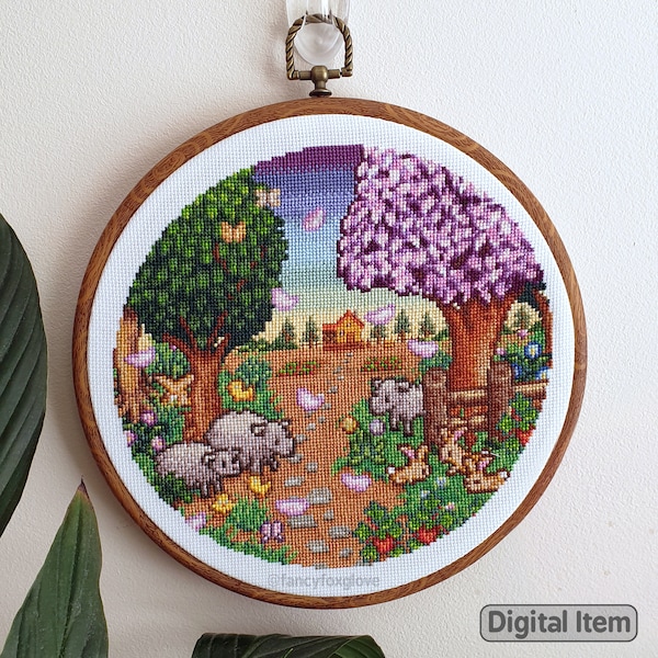 Cross Stitch Pattern - Spring in the Valley - Instant Digital Download
