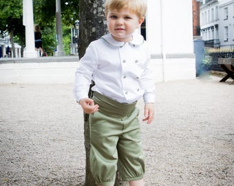 Henry Page Boy Ring Bearer Knickerbockers, Shirt & Cummerbund Set 100% Cotton Traditional English Style Boys Wedding Outfit Made in England