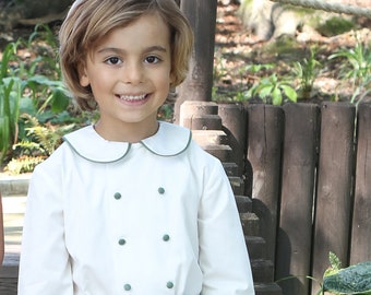 Henry Double Breasted Peter Pan Collar Page Boy Ring Bearer Shirt 100% Cotton