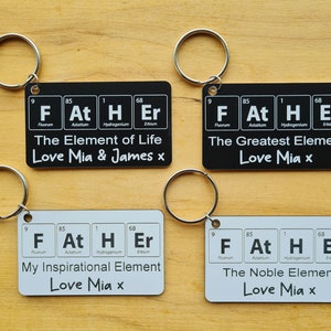Personalised Father's Day Gift Periodic Table Elements Unusual Science Geek Chemistry Teacher Keyring Keychain