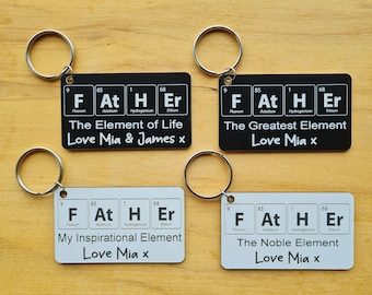 Personalised Father's Day Gift Periodic Table Elements Unusual Science Geek Chemistry Teacher Keyring Keychain