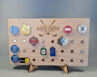 Golf Ball Marker Holder Display Case Stand Organiser Store Rack Personalised Holds 28 Markers Birthday Father's Day Retirement Gift