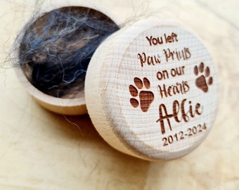 Personalized Pet Memorial Keepsake Box, Engraved Beech Wood