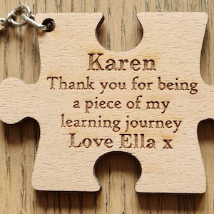 Personalised Teacher, TA, Nursery Nurse, Gift Puzzle Piece Keyring End of Term