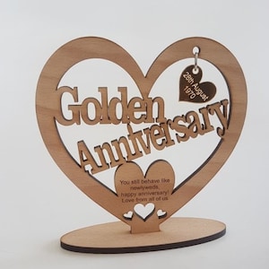 Carte coeur autoportante pour 50e anniversaire de Noces d'or