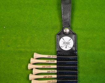 Personalized Golf Tee Holder: Black Bag Tag with Magnetic Ball Marker
