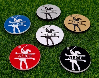 Personalized Golf Ball Marker for Lady Golfers, Engraved Name