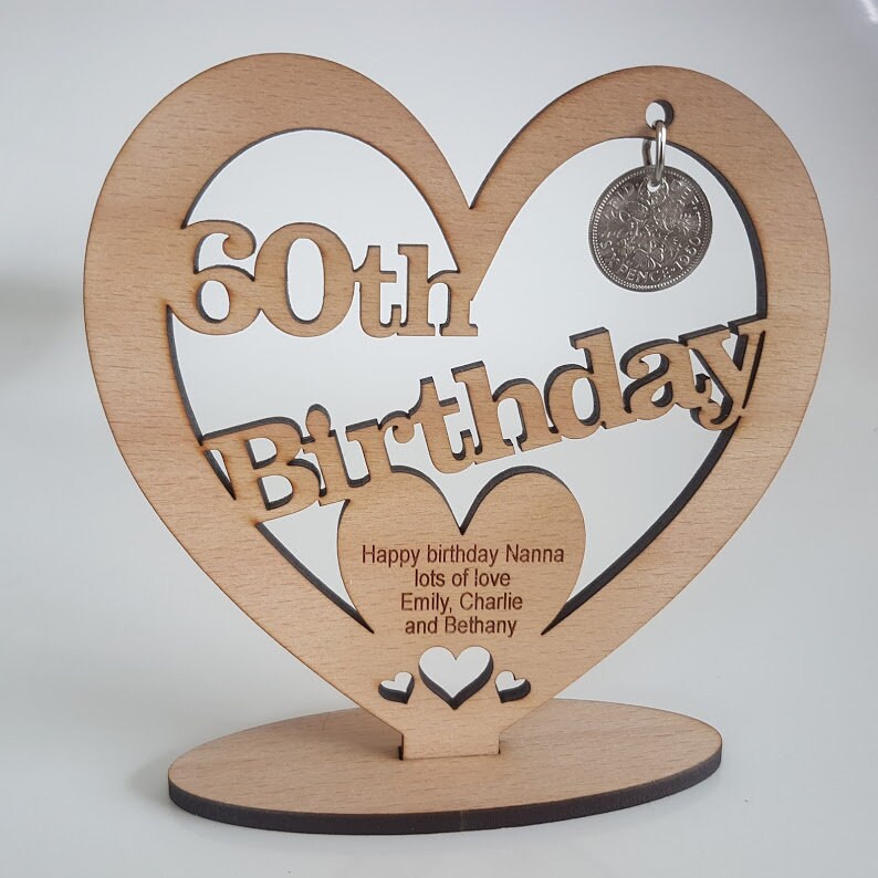 Personalised 60th Birthday Wooden Freestanding Heart With Etsy