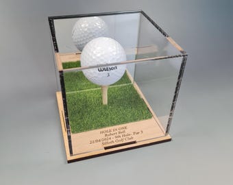 Custom Golf Ball Display Case With Engraved Golf Achievement Keepsake/Gift
