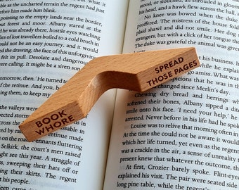 Book Whore - Smut Slut - Thumb Page Holder - Bookmark Holder - Wood - Reading Assistant - Book Buddy - Page Speader - Gift for Book Lovers.