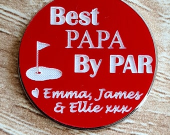 Personalized Golf Ball Marker, Best Dad/Papa By Par, Golfer Gift