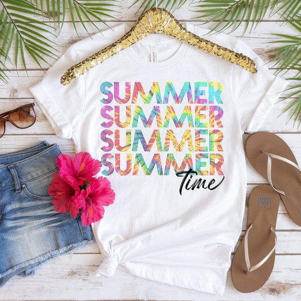 Summer Time Tie Die Digital Design PNG