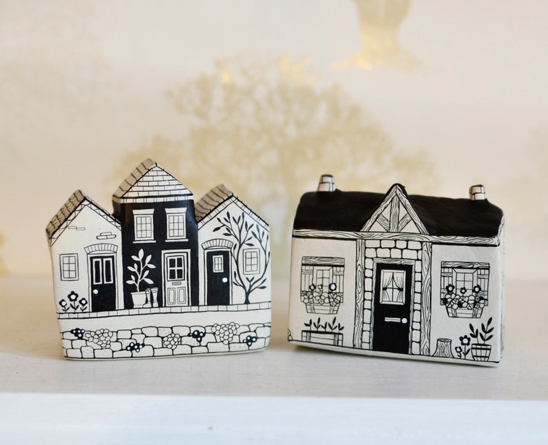 Sweet little handpainted clay cottages by Maisie Parkes Design on Etsy. Come discover Handmade Decor & One of a Kind Finds from Etsy Award Finalists: Hello, Lovely Makers!