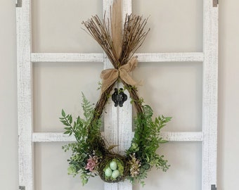 Rustic Spring Wreath, Birds Nest Wreath, Simple Wreath, Minimalist Wall Decor, Front Door Wreath, Natural Oval Wreath, Bird Nest Decoration