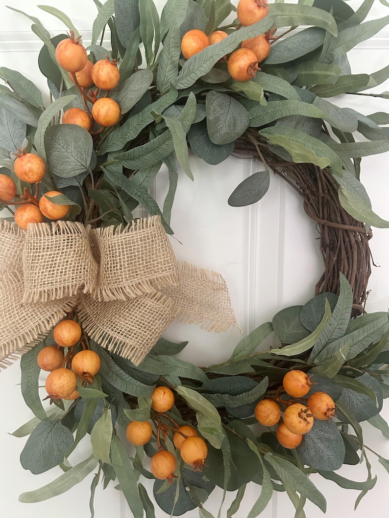 Modern Fall Wreath | Orange Berry Wreath With Eucalyptus | Farmhouse ...