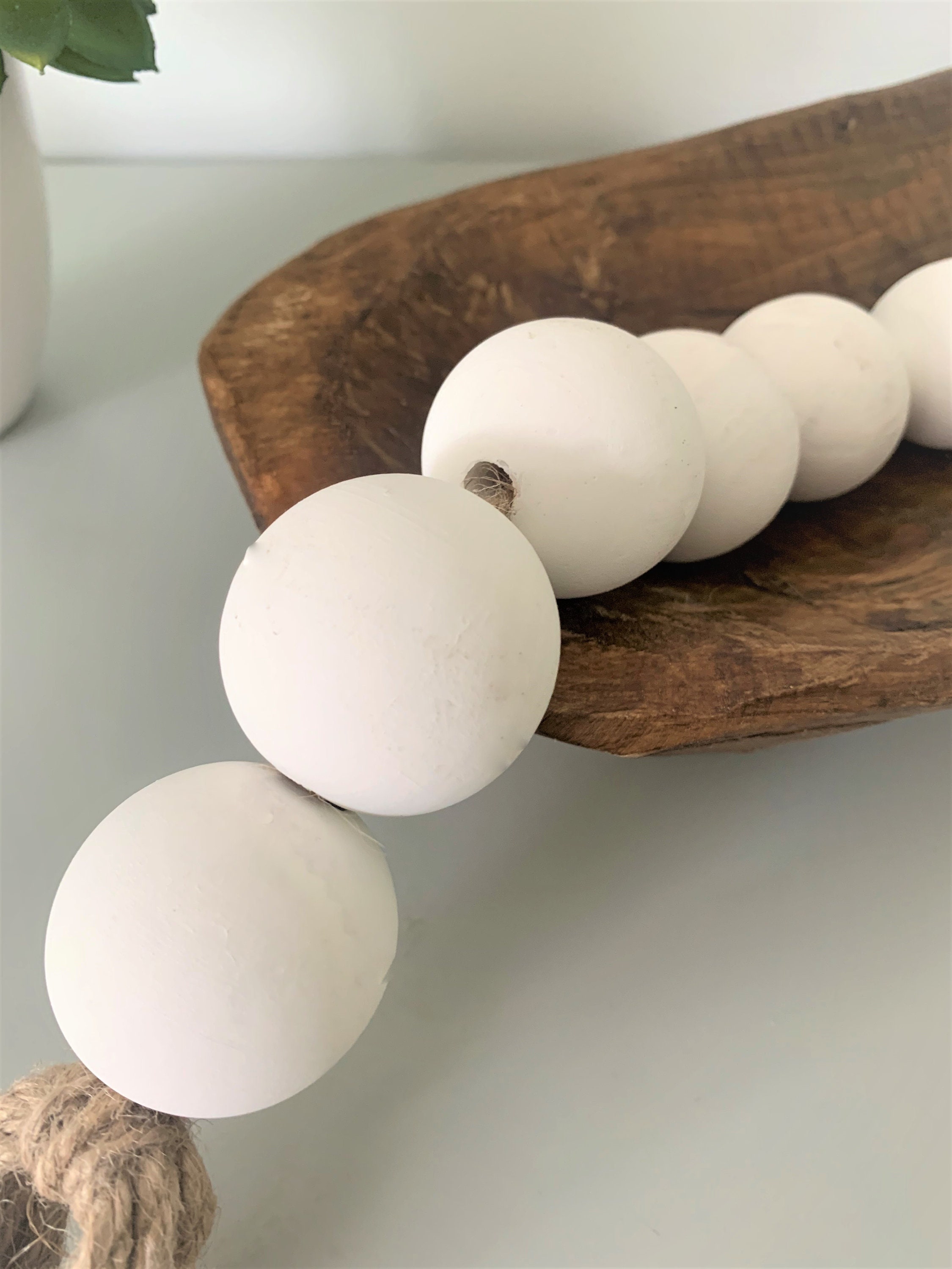 Extra Large Decorative Bead Garland Wooden Beads White Etsy