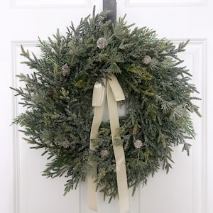 Winter Norfolk Pine Wreath, Christmas Front Door Wreath, Neutral Greenery Wreath, Real Touch Pine Wreath, Holiday Double Door Wreaths