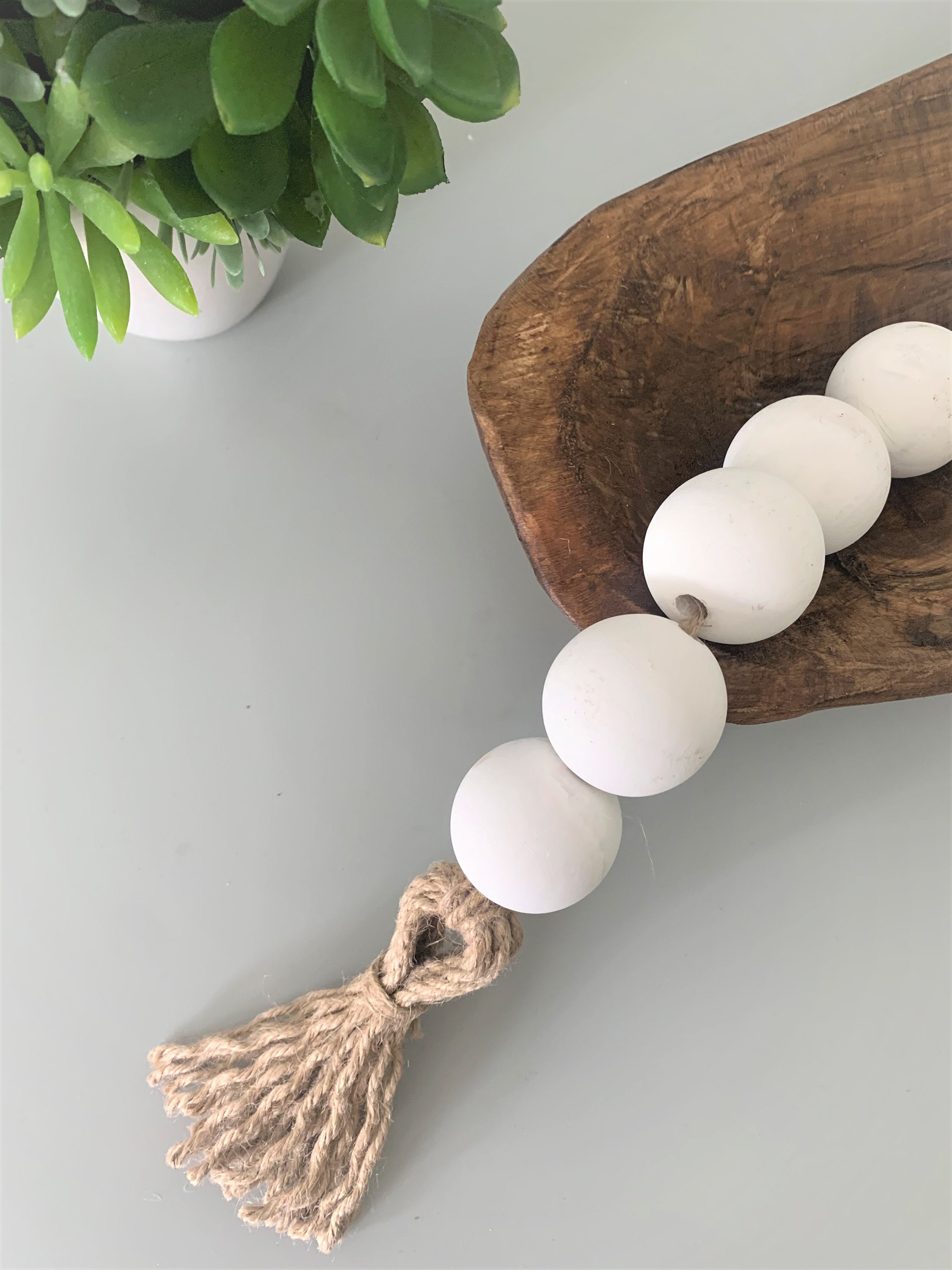 Extra Large Decorative Bead Garland Wooden Beads White Etsy
