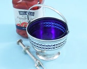 1940s American Sterling Silver Cobalt Glass Egg Basket Form Serving Bowl cum Storage Pail by Webster Co.