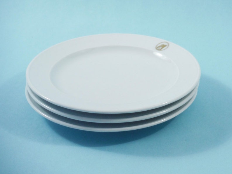 Set of 3 Vintage White Hotel China Salad Plates by Rosenthal for Holland-America