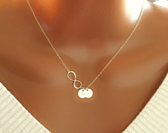 Mother’s Day Gift, Personalized Infinity And Initial Discs Necklace, Custom Initial Discs, Personalized Gifts, Custom Jewelry