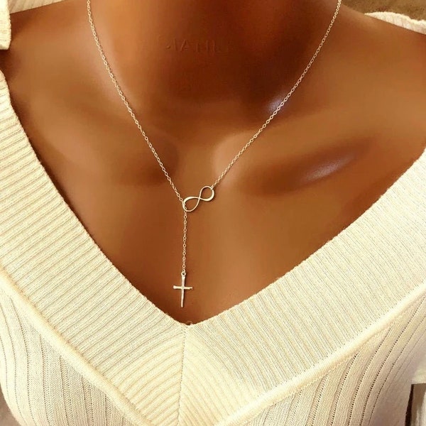 Christmas Gift For Mom, Infinity Cross Necklace, Birthday Gift