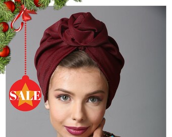 vintage turban, Vintage Hat, Womens Hat, burdungy turban, 1950s hat, 50s flower hat, vintage turban hat, Gypsy turban, Gypsy hat