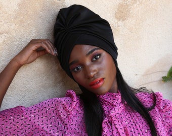 Black turban, silk turban, turbans for women, vintage turban, fashion turban, turban femme, hijab turban, turban hat women, turban hat