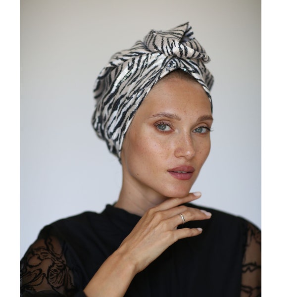 Stilvoller und bequemer vorgebundener Turban, Haarschutz, Boho-Turbanmütze