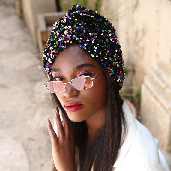 Sequin Fashion Turban Vintage Turban 