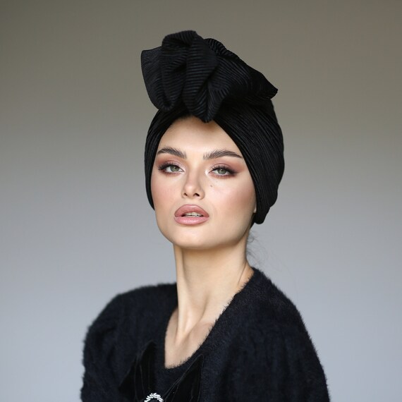 Negro triple plissé fascinator Accesorios Accesorios para el cabello Cintas y turbantes Diademas 