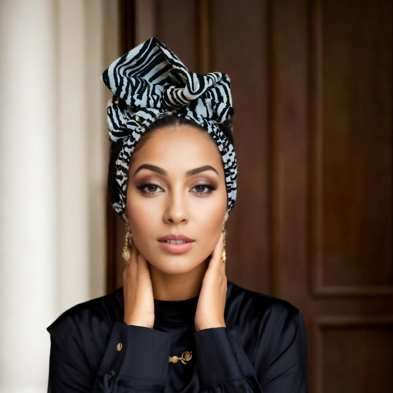 Round rich wife turbans-Black main image 1