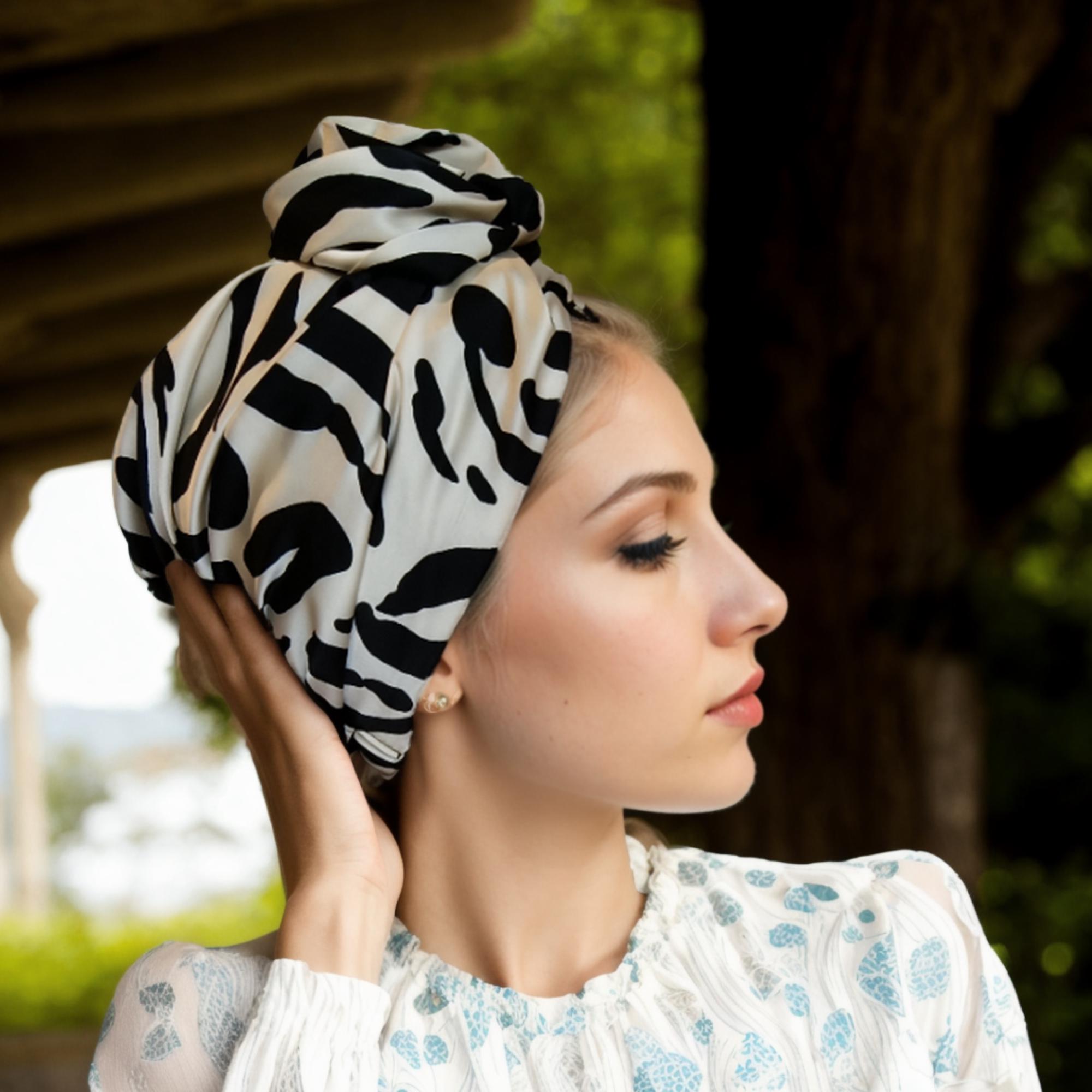 Zebra Satin Lined Turban Hair Wrap Bonnet Scarf 16_7c3bf17a-2869-45ef-bc97-  main image 2
