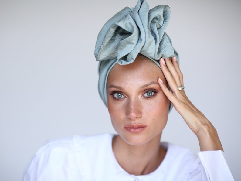 knot turban, turban hat, chemo hat, turban headband, fashion turban, hair turban, turban headwrap, turban hijab, turban for women Smokey Menta