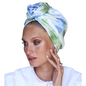 Fashion turban hat, tai dai turban, turban with flower, hair covering for women, hair turban, head covering, ready to wear head scarf