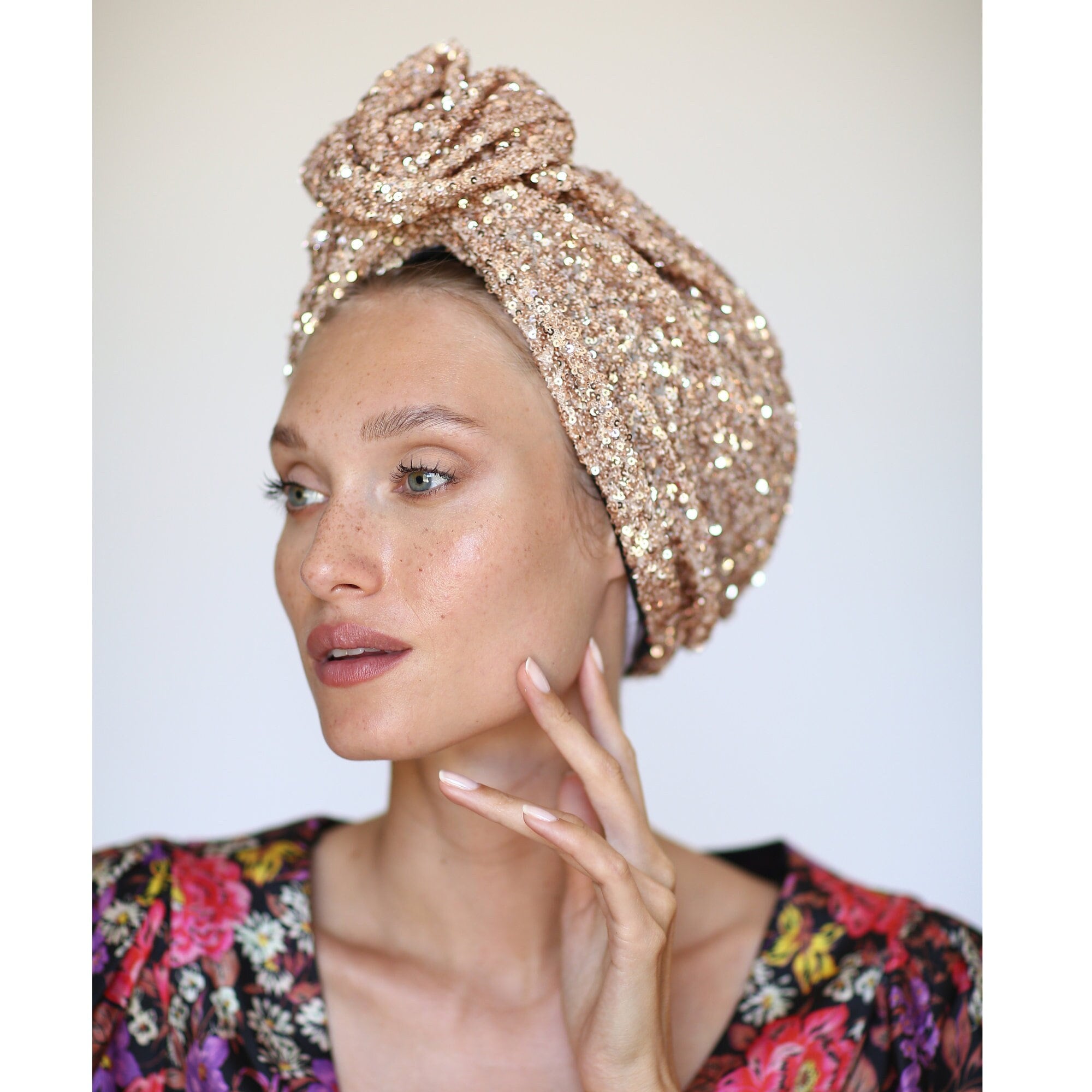 Turban women, Chemo turban, Elegant chemo hat, Sequin turban hat, Comfy & pretied turban