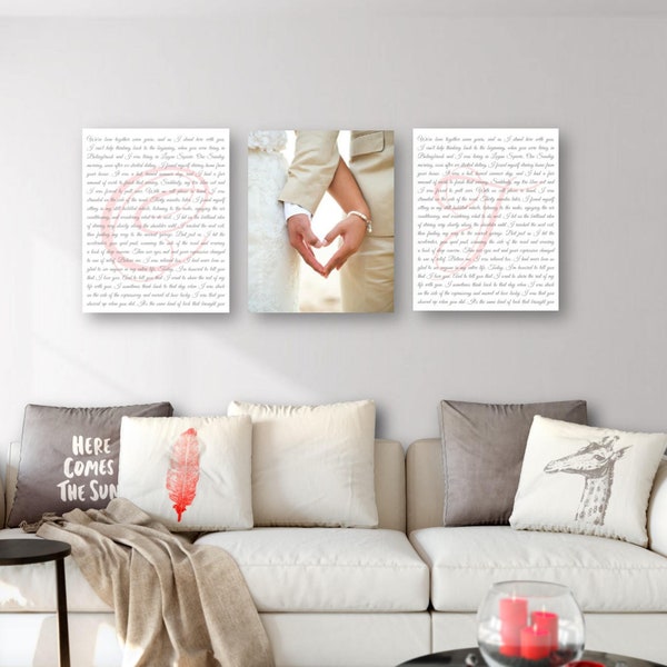 Anniversary Gift Idea, Wedding Vows Canvas, custom wedding vows, vow art print, vows on canvas, wedding vow art His and Hers Vows Mrs and Mr