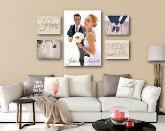 wedding vow photo canvas display set of 5 one 20x30 and four etsy
