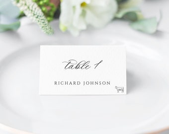 Printed wedding place cards with meal choice, escort cards, dinner name cards, wedding name cards, place setting, elegant table cards